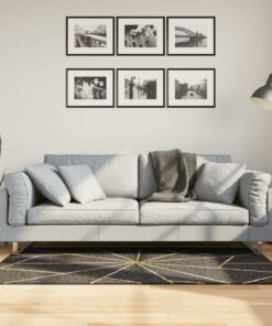 vidaXL Vloerkleed wasbaar anti-slip 80x150 cm zwart en goudkleurig