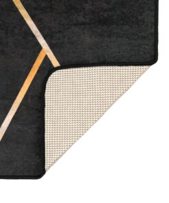 vidaXL Vloerkleed wasbaar anti-slip 80x150 cm zwart en goudkleurig