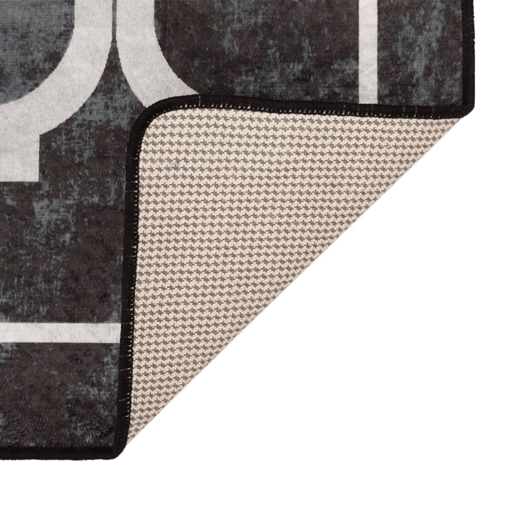 vidaXL Vloerkleed wasbaar anti-slip 80x150 cm zwart en wit