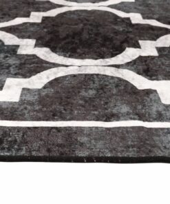 vidaXL Vloerkleed wasbaar anti-slip 80x150 cm zwart en wit