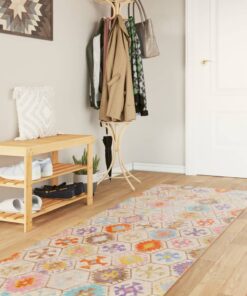 vidaXL Vloerkleed wasbaar anti-slip 80x300 cm meerkleurig