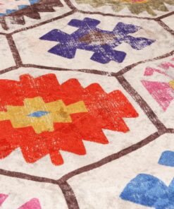 vidaXL Vloerkleed wasbaar anti-slip 80x300 cm meerkleurig