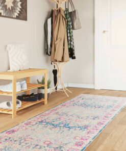 vidaXL Vloerkleed wasbaar anti-slip 80x300 cm meerkleurig