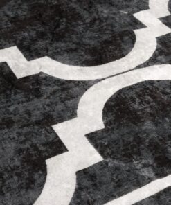 vidaXL Vloerkleed wasbaar anti-slip 80x300 cm zwart en wit