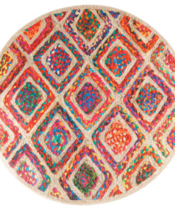 vidaXL Vloerkleed wasbaar anti-slip Ø 120 cm meerkleurig