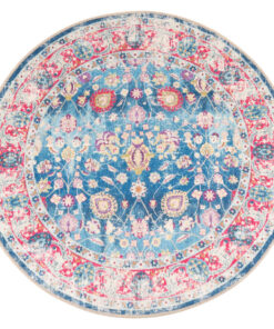 vidaXL Vloerkleed wasbaar anti-slip Ø 120 cm meerkleurig