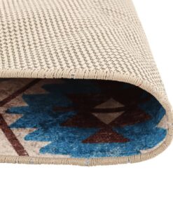 vidaXL Vloerkleed wasbaar anti-slip Ø 120 cm meerkleurig