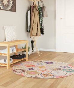 vidaXL Vloerkleed wasbaar anti-slip Ø 120 cm meerkleurig