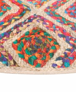 vidaXL Vloerkleed wasbaar anti-slip Ø 120 cm meerkleurig