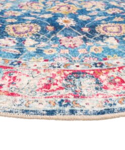 vidaXL Vloerkleed wasbaar anti-slip Ø 120 cm meerkleurig