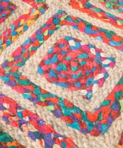 vidaXL Vloerkleed wasbaar anti-slip Ø 120 cm meerkleurig