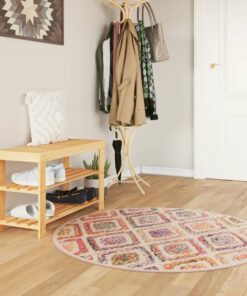 vidaXL Vloerkleed wasbaar anti-slip Ø 120 cm meerkleurig