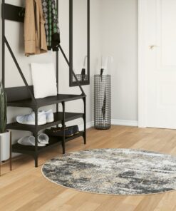 vidaXL Vloerkleed wasbaar anti-slip Ø 120 cm meerkleurig