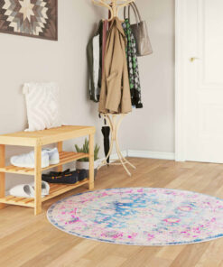 vidaXL Vloerkleed wasbaar anti-slip Ø 120 cm meerkleurig