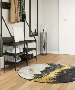 vidaXL Vloerkleed wasbaar anti-slip Ø 120 cm meerkleurig