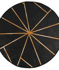 vidaXL Vloerkleed wasbaar anti-slip Ø 120 cm zwart en goudkleurig