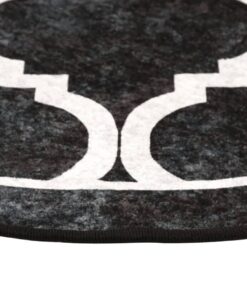 vidaXL Vloerkleed wasbaar anti-slip Ø 120 cm zwart en wit
