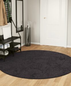 vidaXL Vloerkleed wasbaar anti-slip Ø 200 cm antracietkleurig