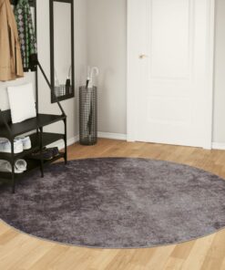vidaXL Vloerkleed wasbaar anti-slip Ø 200 cm grijs