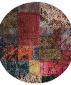 vidaXL Vloerkleed wasbaar anti-slip Ø 200 cm meerkleurig