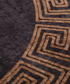 vidaXL Vloerkleed wasbaar anti-slip Ø 200 cm zwart en goudkleurig