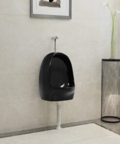 vidaXL Wandurinoir met spoelklep keramiek zwart