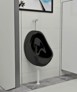 vidaXL Wandurinoir met spoelklep keramiek zwart