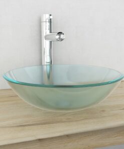 vidaXL Wasbak gehard glas 42 cm matglas