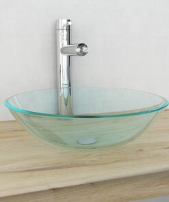 vidaXL Wasbak gehard glas 42 cm transparant