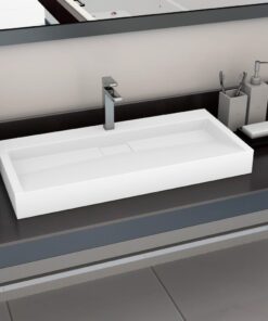 vidaXL Wastafel 100x46x11 cm mineraal gegoten/marmer gegoten wit