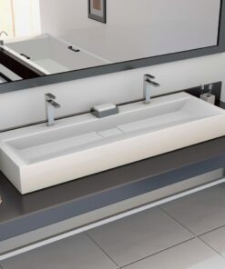 vidaXL Wastafel 120x46x11 cm mineraal gegoten/marmer gegoten wit