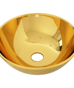 vidaXL Wastafel 28x10 cm keramiek goudkleurig