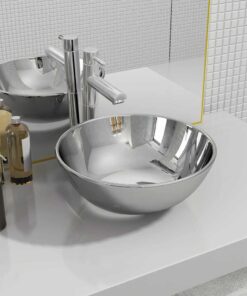 vidaXL Wastafel 28x10 cm keramiek zilverkleurig