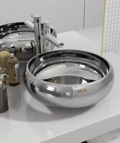 vidaXL Wastafel 40x15 cm keramiek zilverkleurig