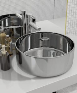 vidaXL Wastafel 40x15 cm keramiek zilverkleurig