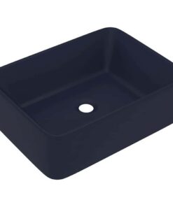 vidaXL Wastafel 41x30x12 cm keramiek mat donkerblauw