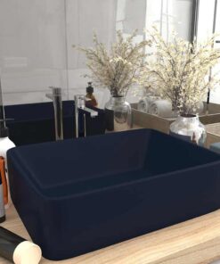 vidaXL Wastafel 41x30x12 cm keramiek mat donkerblauw