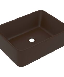 vidaXL Wastafel 41x30x12 cm keramiek mat donkerbruin