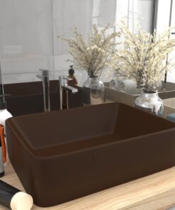 vidaXL Wastafel 41x30x12 cm keramiek mat donkerbruin