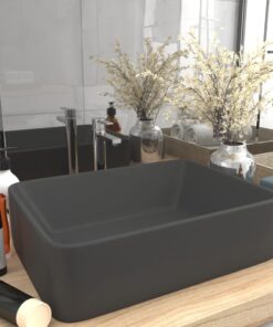 vidaXL Wastafel 41x30x12 cm keramiek mat donkergrijs