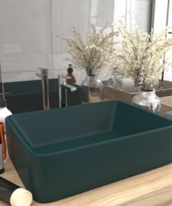 vidaXL Wastafel 41x30x12 cm keramiek mat donkergroen