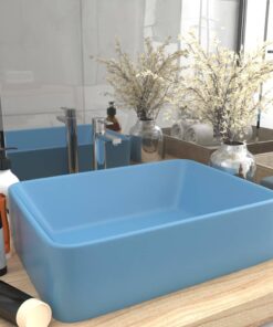 vidaXL Wastafel 41x30x12 cm keramiek mat lichtblauw