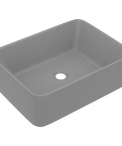 vidaXL Wastafel 41x30x12 cm keramiek mat lichtgrijs