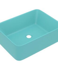 vidaXL Wastafel 41x30x12 cm keramiek mat lichtgroen