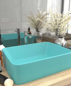 vidaXL Wastafel 41x30x12 cm keramiek mat lichtgroen