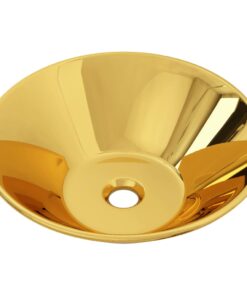 vidaXL Wastafel 42x14 cm keramiek goudkleurig