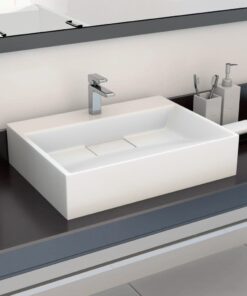 vidaXL Wastafel 50x38x13 cm mineraal gegoten/marmer gegoten wit
