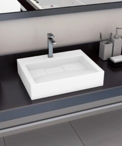 vidaXL Wastafel 60x38x11 cm mineraal gegoten/marmer gegoten wit