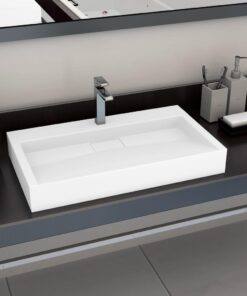 vidaXL Wastafel 80x46x11 cm mineraal gegoten/marmer gegoten wit
