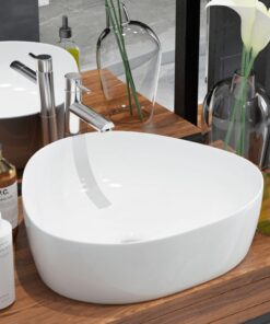 vidaXL Wastafel driehoekig wit 50